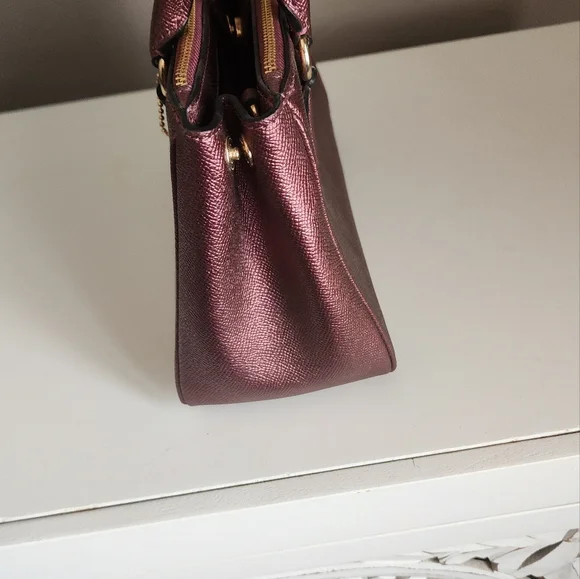 Coach Surrey Metallic  Pink/Raspberry/Wine Handbag - Picture 4 of 7